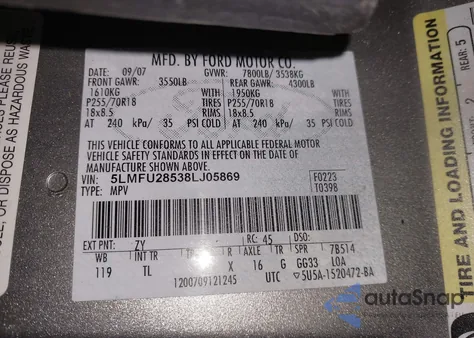 2008 Lincoln Navigator from USA, damaged, VIN 5LMFU28538LJ05869